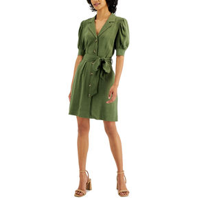 Kit & Sky Green Puff Sleeve Mini Dress - Size L - Women's Dresses